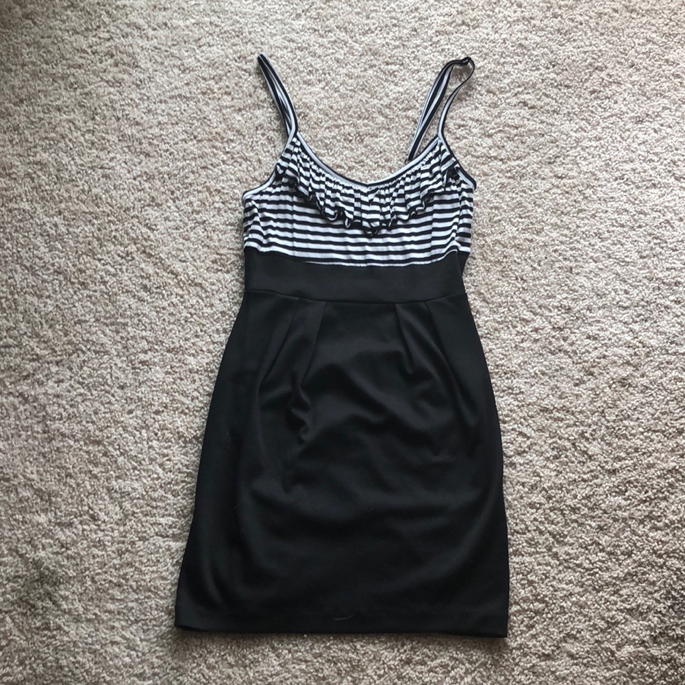 Black and white striped dress